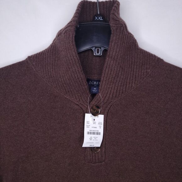 J Crew Sweater Mens Medium Brown Lambswool Shawl Collar NWT - Picture 2 of 12